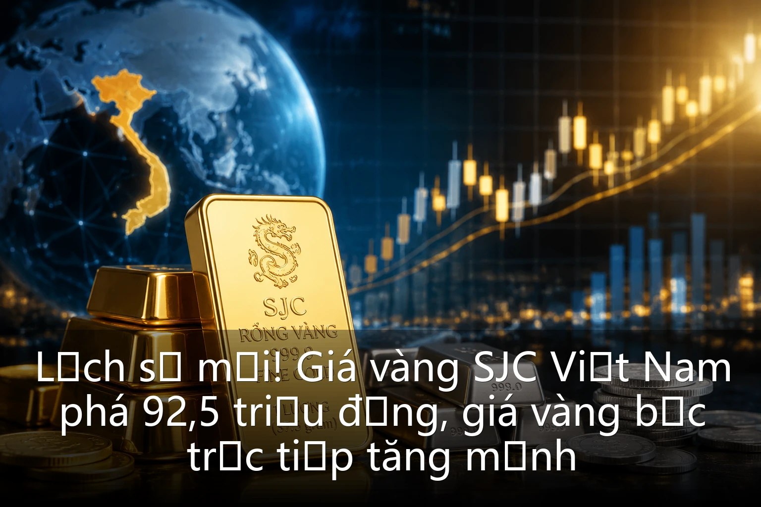 Lịch sử mới! Giá vàng SJC Việt Nam phá 92,5 triệu đồng, giá vàng bạc trực tiếp tăng mạnh