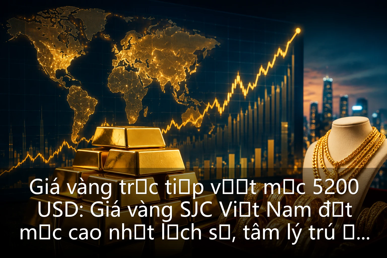 Giá vàng trực tiếp vượt mốc 5200 USD: Giá vàng SJC Việt Nam đạt mức cao nhất lịch sử, tâm lý trú ẩn toàn cầu thúc đẩy thị trường vàng tiếp tục nóng lên